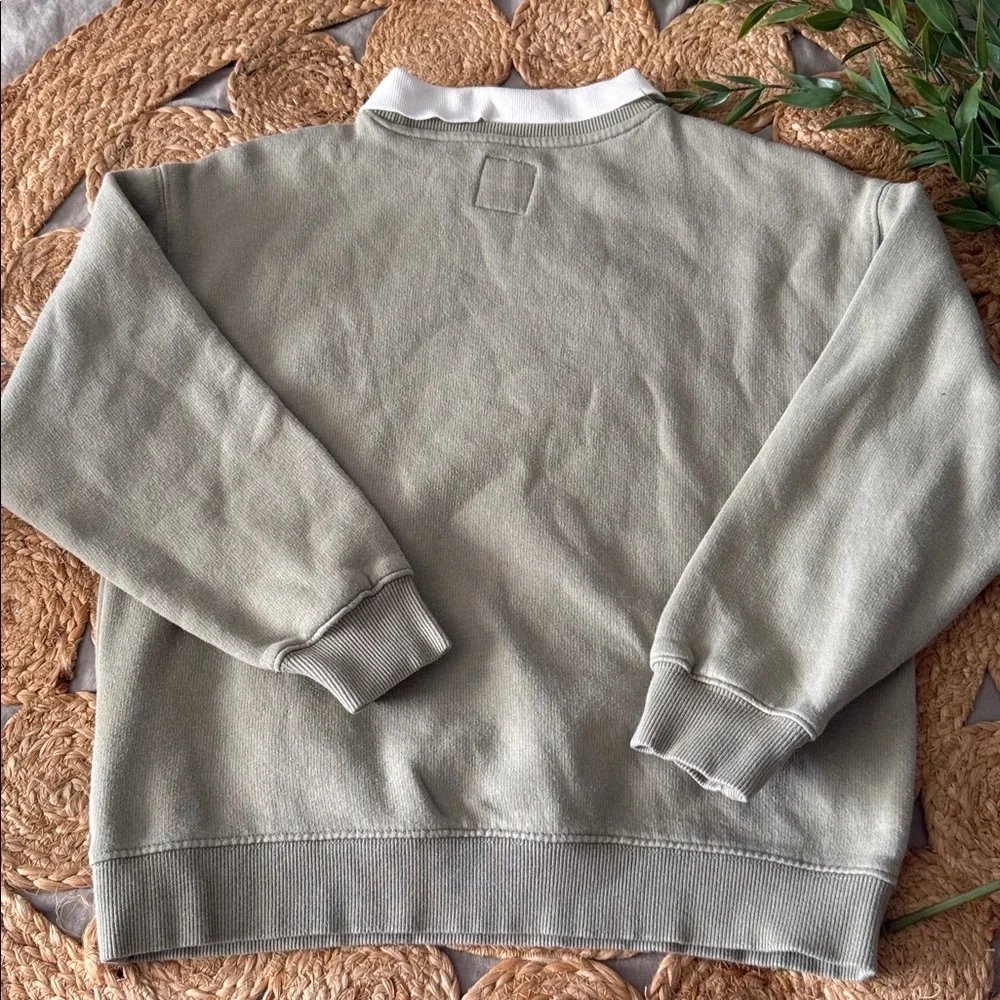 Zara Boxy Sage Lake Mill Print Collar Sweatshirt. Size 9